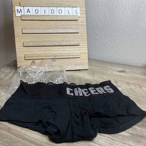 VS Pink Black Silver Glitter Cheers Lace Boyshort Panty